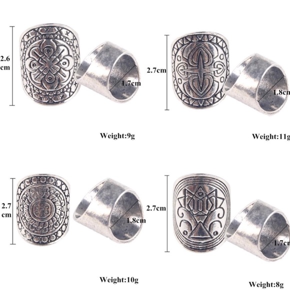 Smoke Signals | 4pc Silver Gypsy Boho Ring Set - Picture 2 of 4